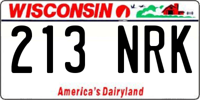 WI license plate 213NRK