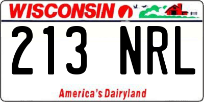 WI license plate 213NRL