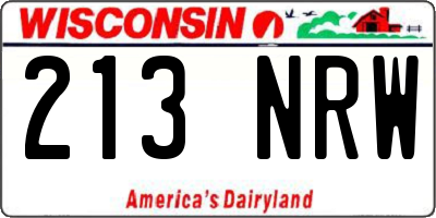 WI license plate 213NRW
