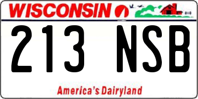 WI license plate 213NSB