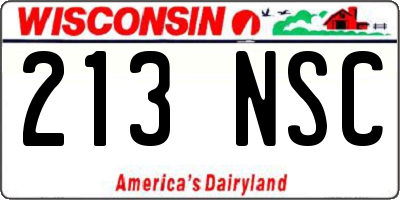 WI license plate 213NSC