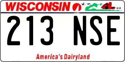 WI license plate 213NSE