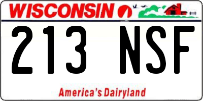 WI license plate 213NSF