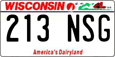 WI license plate 213NSG