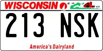 WI license plate 213NSK