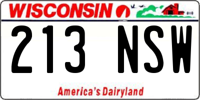 WI license plate 213NSW