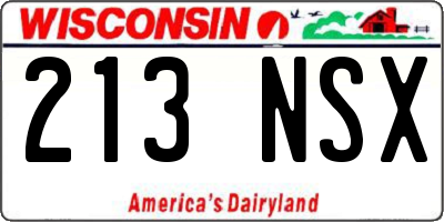 WI license plate 213NSX
