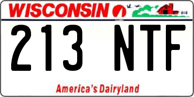 WI license plate 213NTF