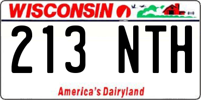 WI license plate 213NTH