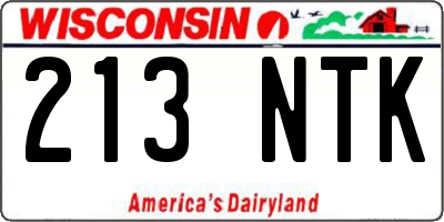 WI license plate 213NTK