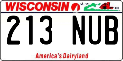 WI license plate 213NUB