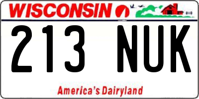 WI license plate 213NUK