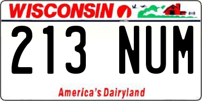 WI license plate 213NUM