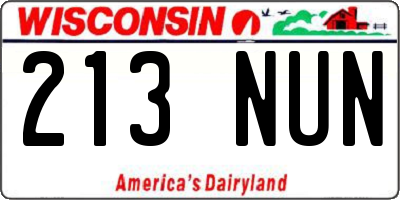 WI license plate 213NUN