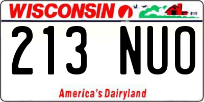 WI license plate 213NUO