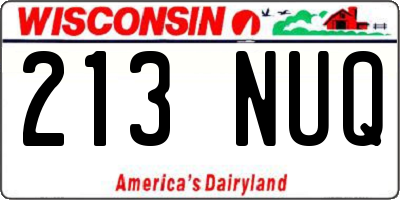 WI license plate 213NUQ