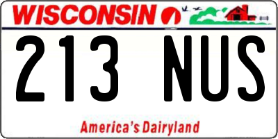 WI license plate 213NUS