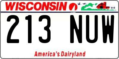 WI license plate 213NUW