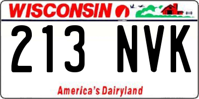 WI license plate 213NVK