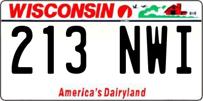 WI license plate 213NWI