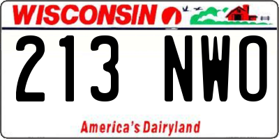 WI license plate 213NWO