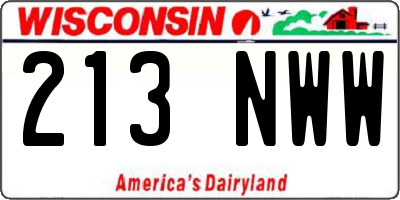 WI license plate 213NWW