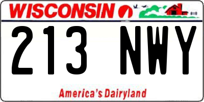 WI license plate 213NWY