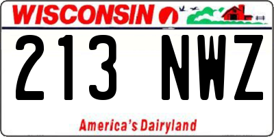WI license plate 213NWZ