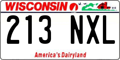 WI license plate 213NXL
