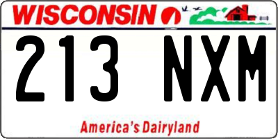 WI license plate 213NXM
