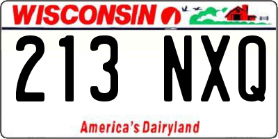 WI license plate 213NXQ