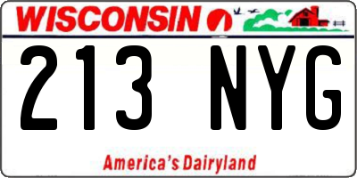 WI license plate 213NYG