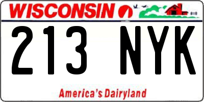 WI license plate 213NYK