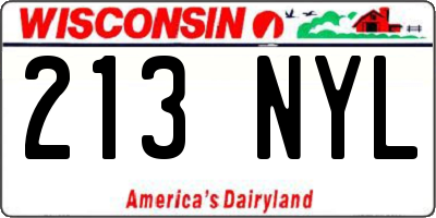 WI license plate 213NYL