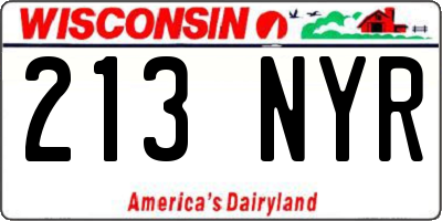 WI license plate 213NYR