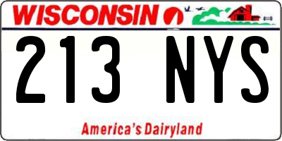 WI license plate 213NYS