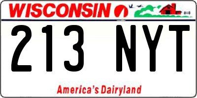 WI license plate 213NYT