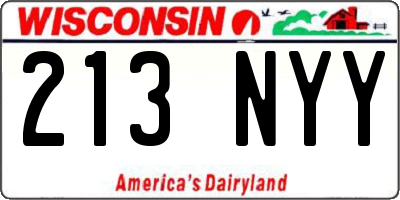 WI license plate 213NYY