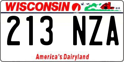 WI license plate 213NZA
