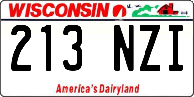 WI license plate 213NZI