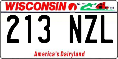 WI license plate 213NZL