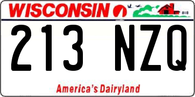 WI license plate 213NZQ