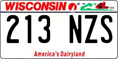WI license plate 213NZS