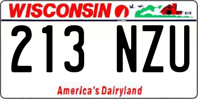 WI license plate 213NZU