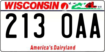 WI license plate 213OAA