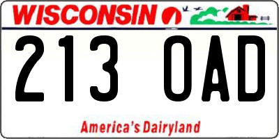 WI license plate 213OAD