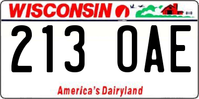 WI license plate 213OAE