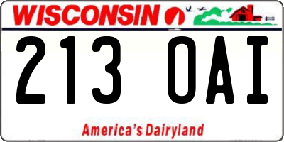 WI license plate 213OAI