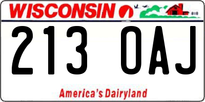 WI license plate 213OAJ