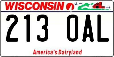 WI license plate 213OAL